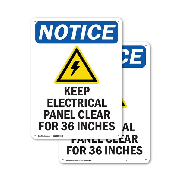 Signmission Keep Electrical Panel, 18 in W x Rectangle, Plastic OS-2PACK-NS-P-1824-V-13803 - main